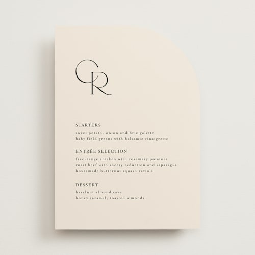 This is a linen menu cards with standard by Kelly Schmidt called edge printing on signature in 5x7