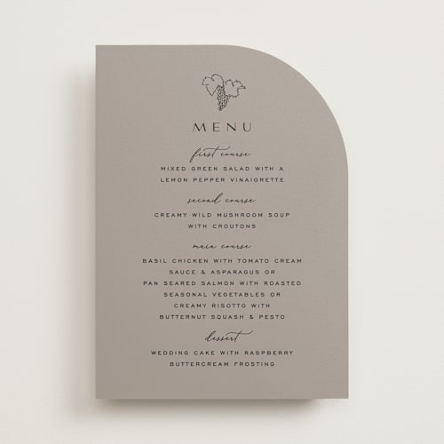This is a stone menu cards with standard by Owl and Toad called wine label printing on signature in standard