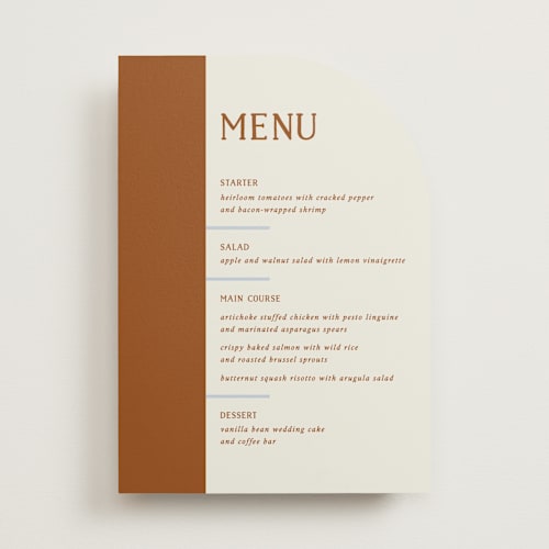 This is a wave menu cards with standard by Kelly Watkins called stripes printing on signature in standard