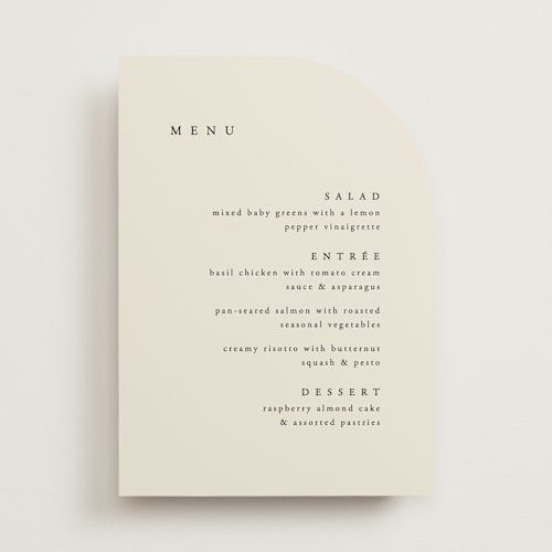 This is a linen menu cards with standard by Brianne Larsen called simply printing on signature in standard