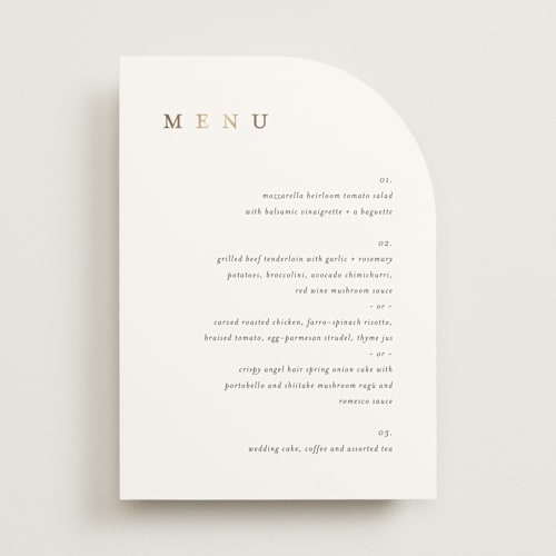 This is a cotton menu cards with foil pressed by Jennifer Postorino called wildflower printing on signature in standard