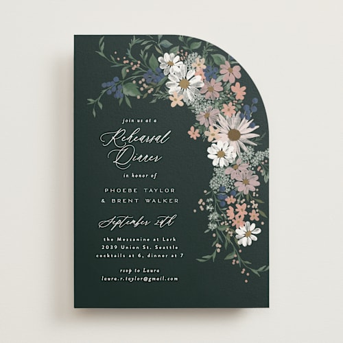This is a garden rehearsal dinner invitations with standard by Alethea and Ruth called floral bouquet printing on signature in standard