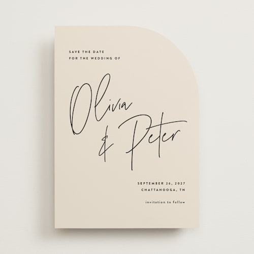This is a champagne save the date with standard by JoAnn Jinks called signed printing on signature in standard