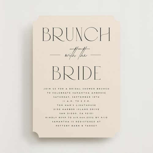 This is a ecru bridal shower invitations with standard by Erica Krystek called bridal brunch printing on signature in standard