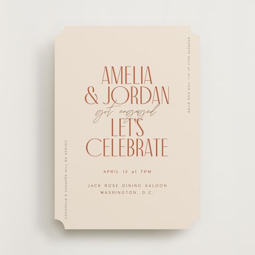 This is a sparrow engagement party invitations with standard by Owl and Toad called bright printing on signature in standard