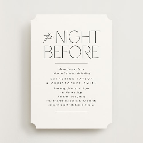 This is a frost rehearsal dinner invitations with standard by Creo Study called crisp printing on signature in standard