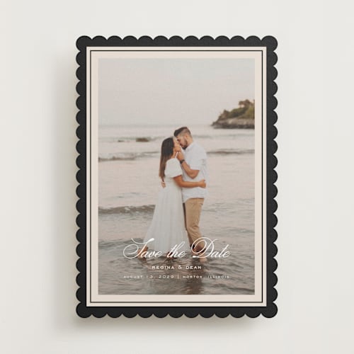 This is a raven save the date with standard by chocomocacino called krytharaki printing on recycled smooth signature in standard