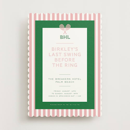 This is a kelly bachelorette party invitations with standard by Jenna Holcomb called love all printing on signature in standard