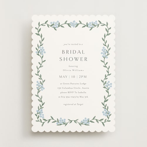 This is a sky bridal shower invitations with standard by Christy Hy Lee called simple garland printing on signature in standard
