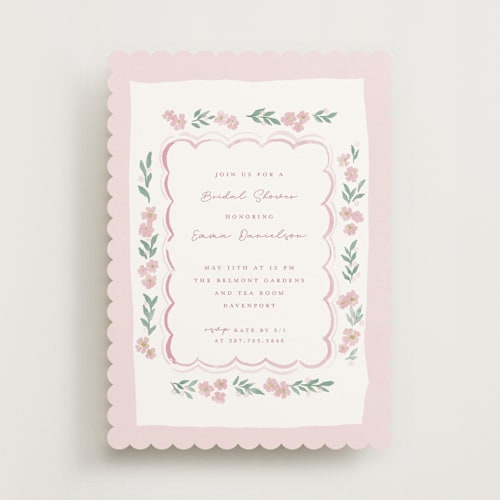 This is a peony bridal shower invitations with standard by Rebecca Durflinger called pretty little floral printing on signature in standard