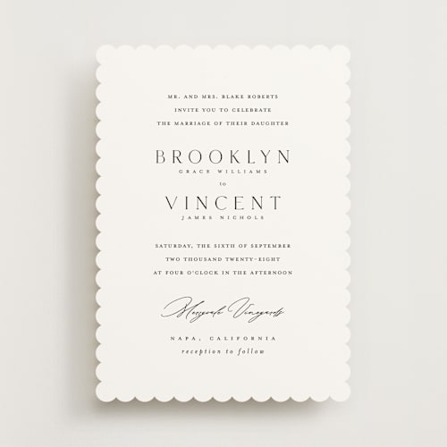 This is a silk wedding invitations with standard by Kelly Schmidt called merryvale printing on signature in standard