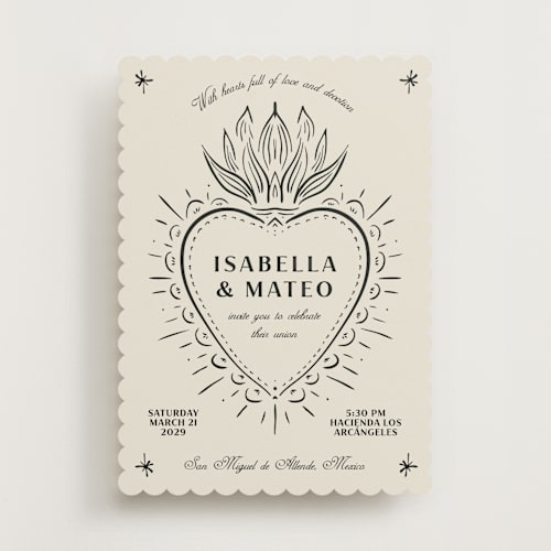 This is a ivory wedding invitations with standard by Ani Somi called milagro printing on signature in standard