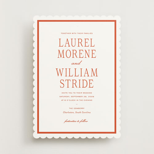 This is a sunset wedding invitations with standard by Sara Hicks Malone called dewberry printing on signature in standard