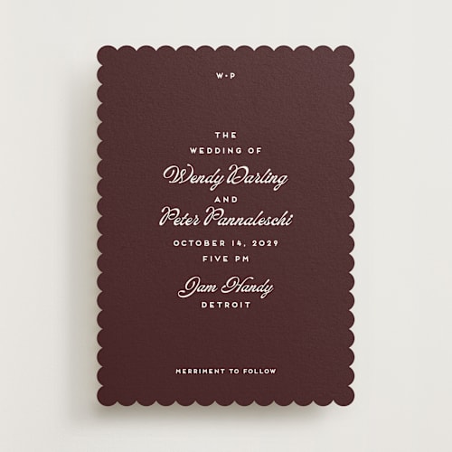 This is a garnet wedding invitations with standard by Snow and Ivy called penumbra printing on signature in standard