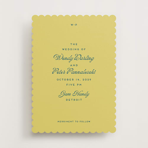 This is a lemon wedding invitations with standard by Snow and Ivy called penumbra printing on signature in standard
