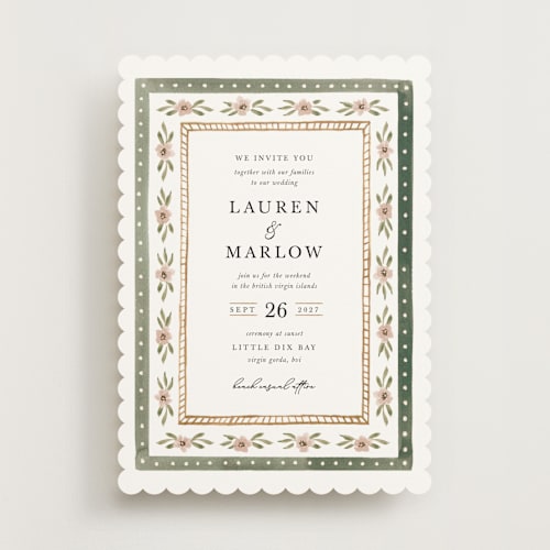 This is a garden wedding invitations with standard by leslie hamer called americana printing on signature in standard