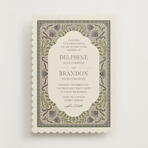 This is a amethyst wedding invitations with standard by Jen Owens called century printing on signature in standard
