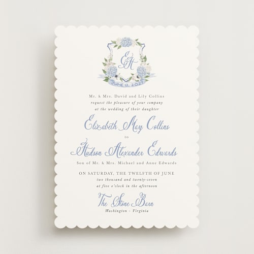This is a periwinkle wedding invitations with standard by Design Lotus called sweethearts printing on signature in standard