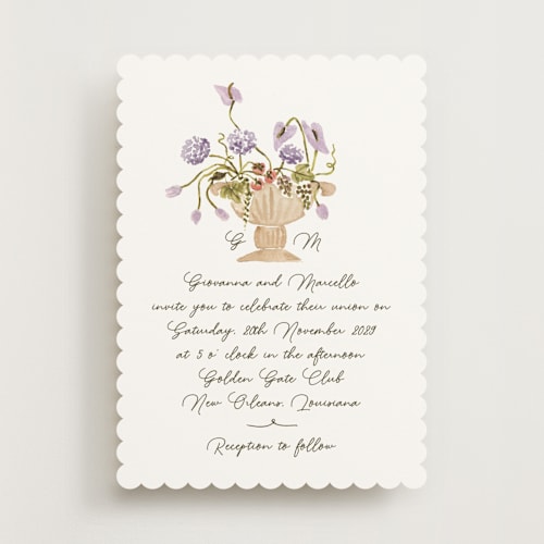 This is a lilac wedding invitations with standard by Pati Cascino called barolo printing on signature in standard