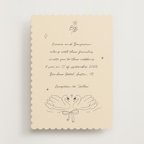 This is a dream wedding invitations with standard by Helena Vitto called the swan printing on signature in standard