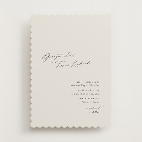 This is a ivory wedding invitations with standard by Carolyn Nicks called kinkaid printing on signature in standard