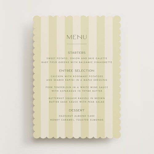 This is a lime menu cards with standard by Ellen Schlegelmilch called palmetto printing on signature in 5x7