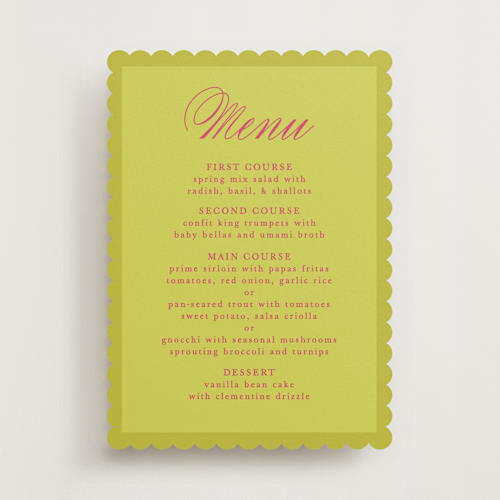 This is a flamingo menu cards with standard by Morgan Kendall called maximalist poppies printing on signature in standard