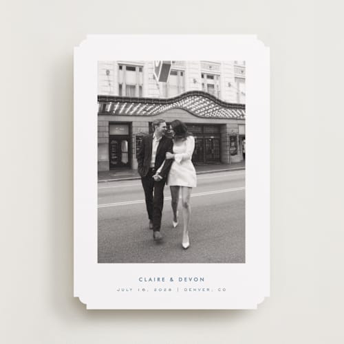 This is a ocean save the date with standard by Kelly Schmidt called framed minimalist printing on recycled smooth signature in standard