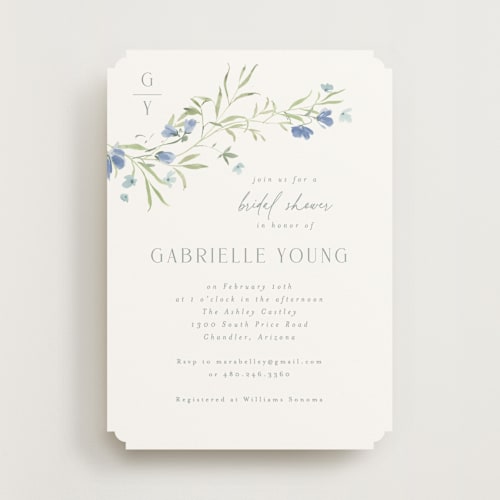 This is a aquamarine bridal shower invitations with standard by Everett Paper Goods called sweeping meadow printing on signature in standard