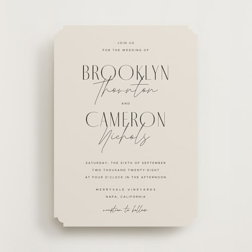 This is a linen wedding invitations with standard by Kelly Schmidt called arabilla overlap printing on signature in standard