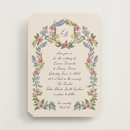 This is a cornflower wedding invitations with standard by Chris Griffith called a wedding in low country printing on signature in standard