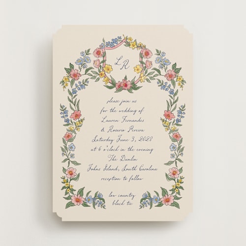 This is a rose wedding invitations with standard by Chris Griffith called a wedding in low country printing on signature in standard