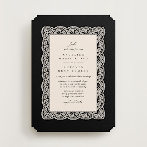 This is a midnight wedding invitations with standard by Erica Krystek called chantilly printing on signature in standard