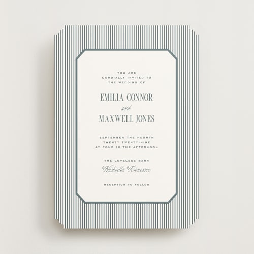 This is a capri wedding invitations with standard by Emily Betts called modern stripes printing on signature in standard