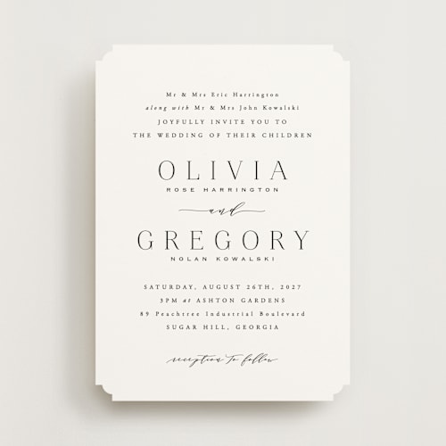 This is a lily wedding invitations with standard by Hooray Creative called classy type printing on signature in standard