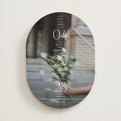 This is a chiffon save the date with standard by Heather Schertzer called updated printing on recycled smooth signature in standard