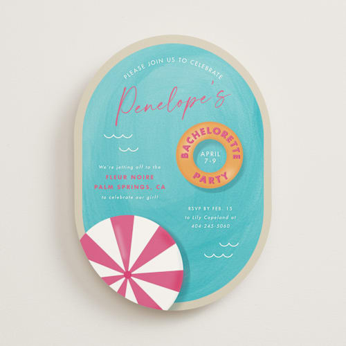 This is a watermelon slushie bachelorette party invitations with standard by Cindy Reynolds called poolside printing on signature in standard