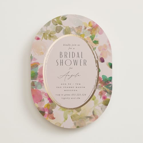 This is a wild berry bridal shower invitations with foil pressed by Lori Wemple called floral jewels printing on signature in standard