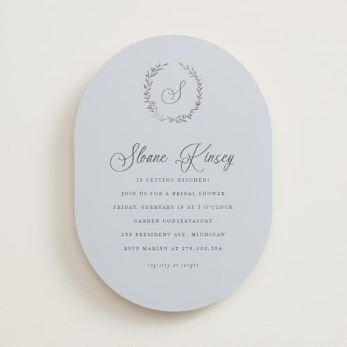 This is a robin’s egg bridal shower invitations with foil pressed by chocomocacino called manouti printing on signature in standard