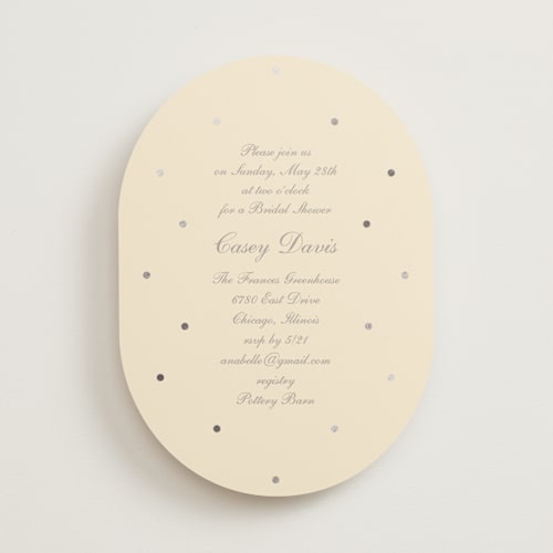 This is a cream bridal shower invitations with foil pressed by Baumbirdy called pearls printing on signature in standard