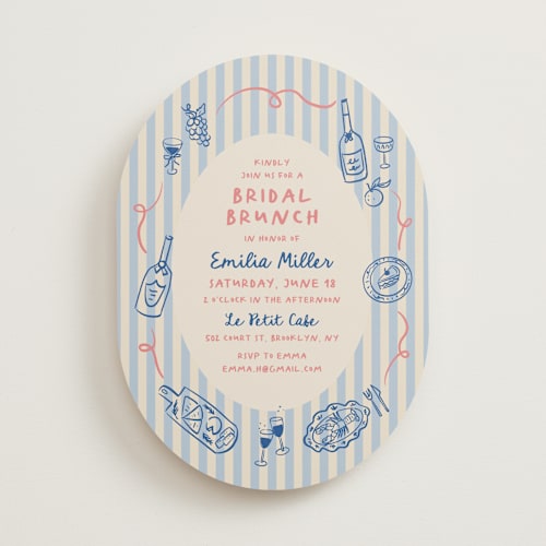 This is a pool bridal shower invitations with standard by Elly called sunny brunch printing on signature in standard