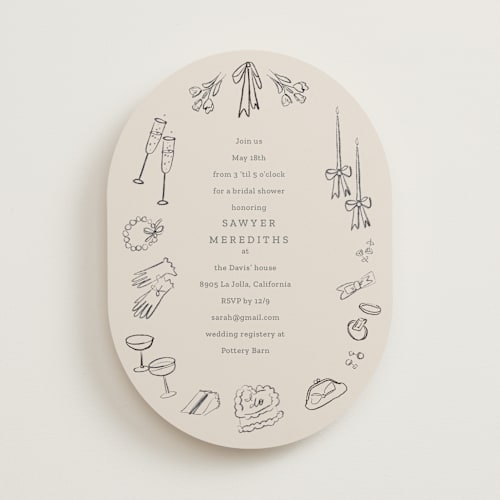 This is a cement bridal shower invitations with standard by Baumbirdy called wedding sketches printing on signature in standard
