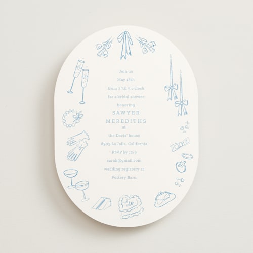 This is a aqua bridal shower invitations with standard by Baumbirdy called wedding sketches printing on signature in standard