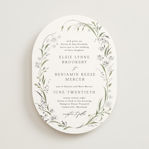 This is a tuxedo foil stamped wedding invitations with foil pressed by Erin L. Wilson called meadow printing on signature in standard