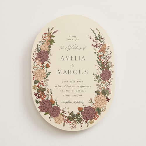 This is a copper foil stamped wedding invitations with foil pressed by Susan Moyal called garden whisper printing on signature in standard