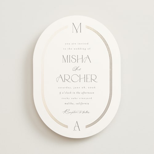 This is a quartz foil stamped wedding invitations with foil pressed by Kristie Kern called misha printing on signature in standard