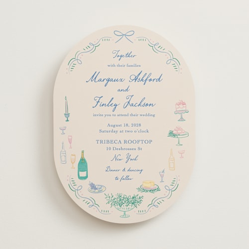 This is a pastel wedding invitations with standard by Elly called dining printing on signature in standard