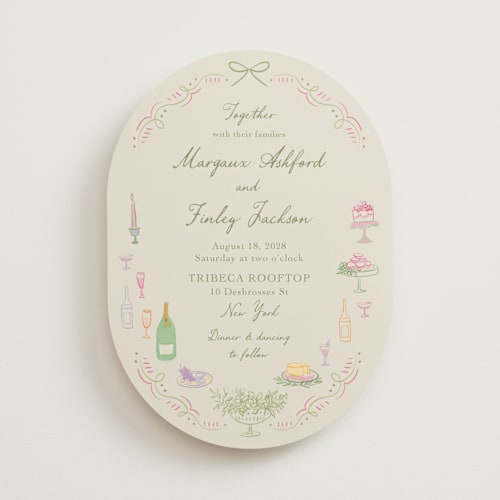 This is a olive wedding invitations with standard by Elly called dining printing on signature in standard