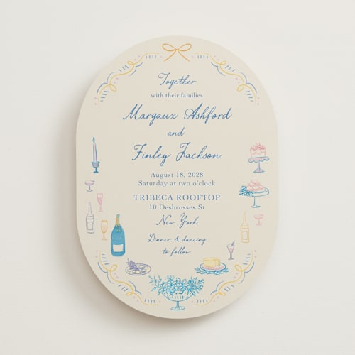 This is a sunrise wedding invitations with standard by Elly called dining printing on signature in standard