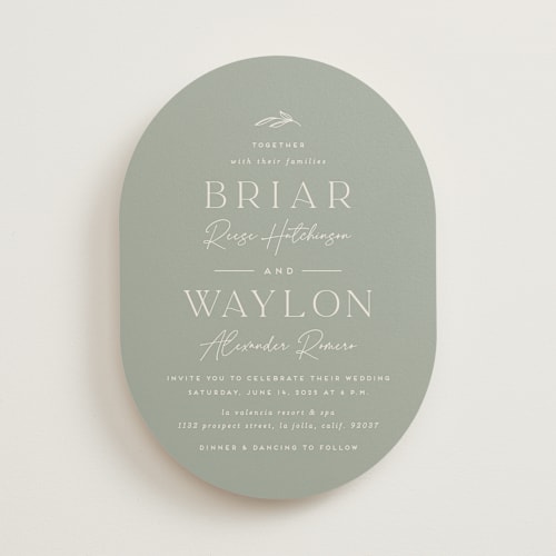 This is a sage wedding invitations with standard by Erica Krystek called soft arch printing on signature in standard
